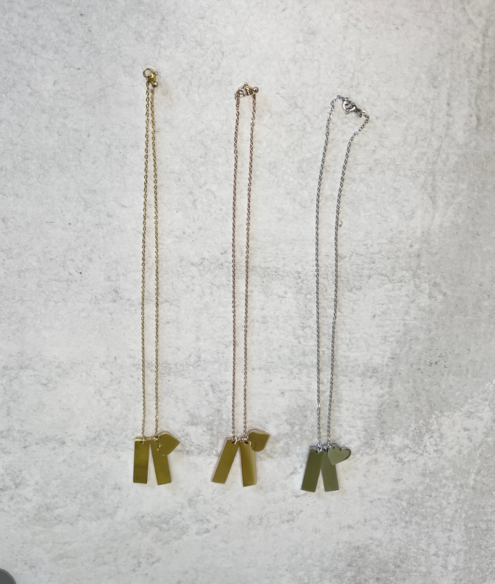 Rectangles & Heart Necklace