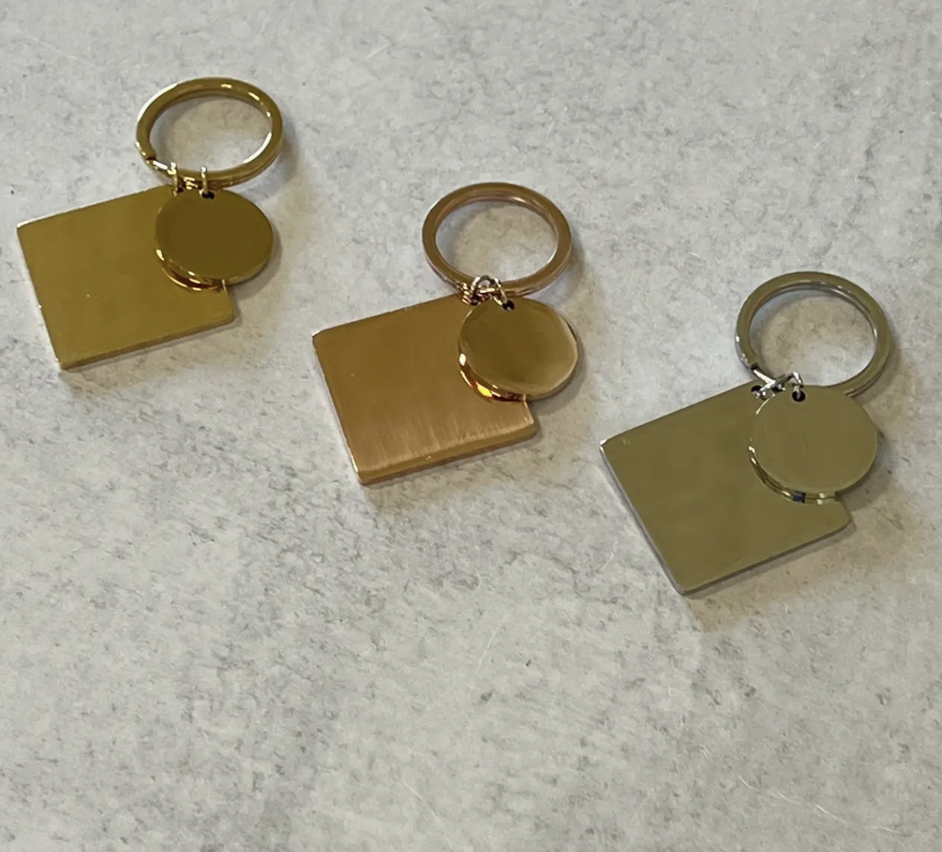 Square Keychain with Round Disc