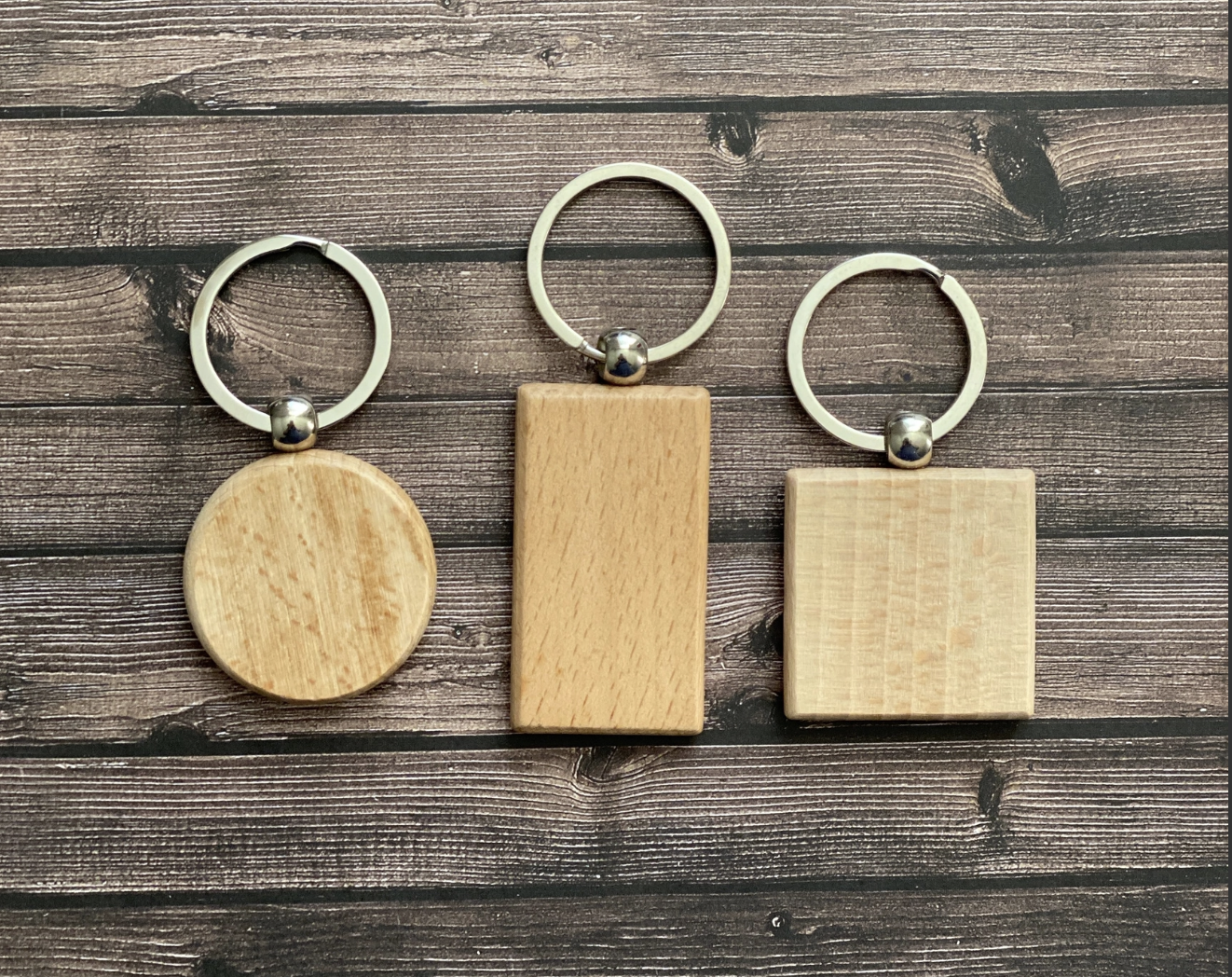 Square Wood Keychain