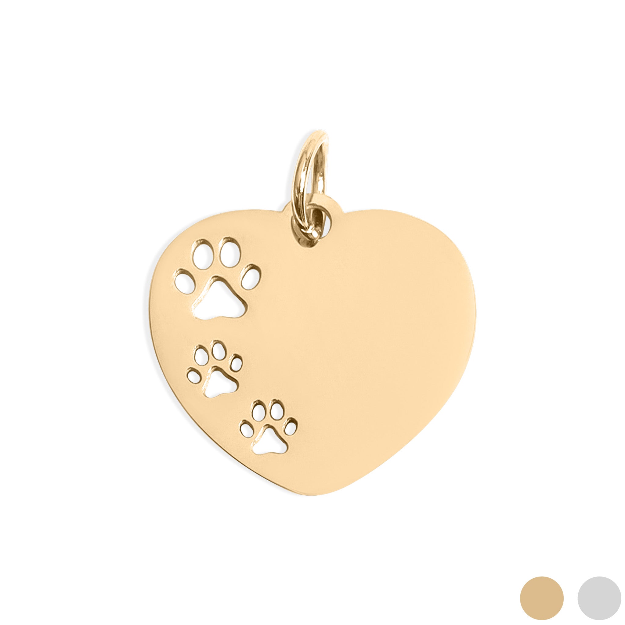 Paw Print Heart Charm