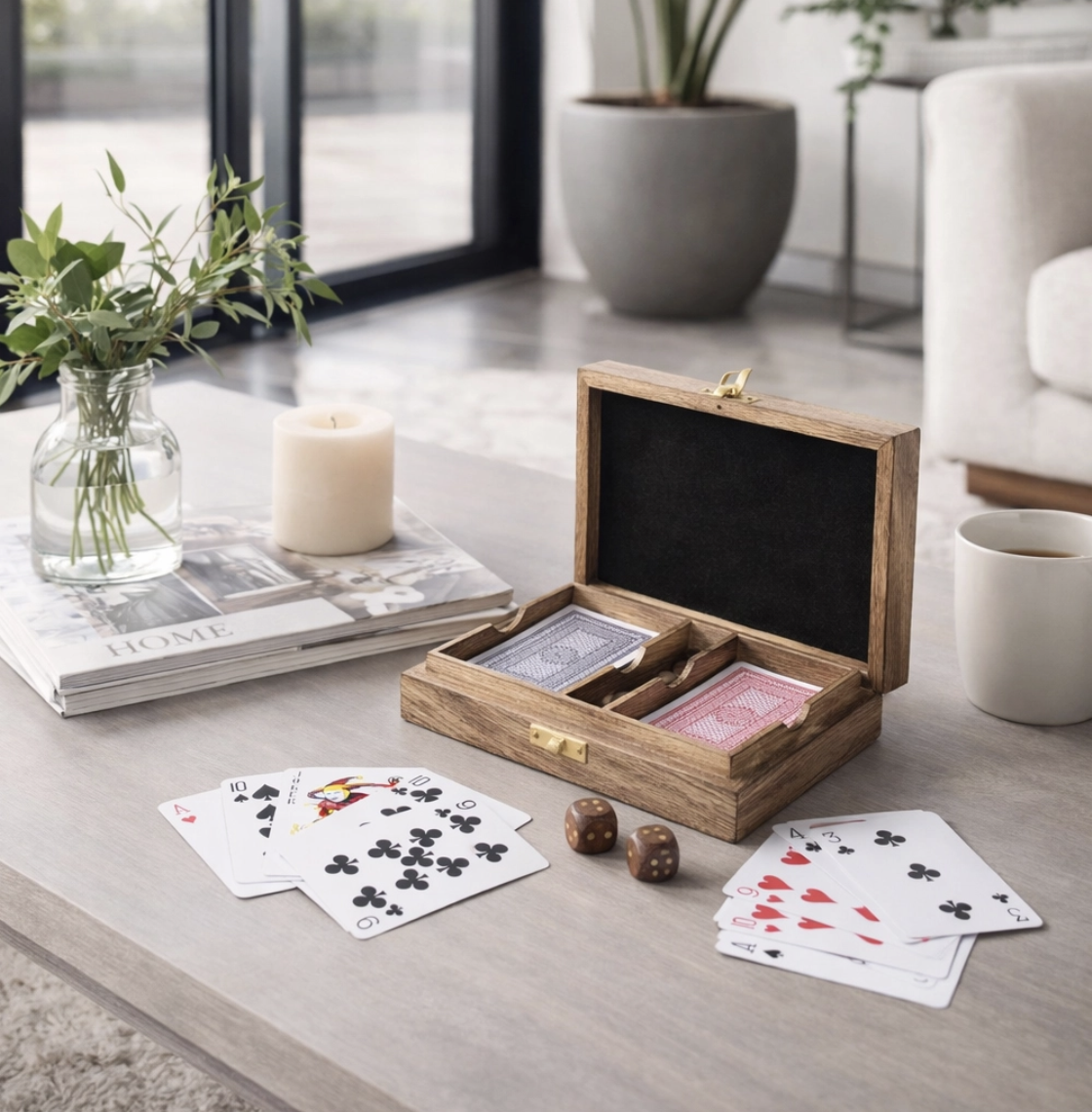 Wooden Cards & Dice Box